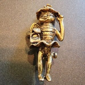 Vintage Goldtone whimsical honeybee brooch with tutu